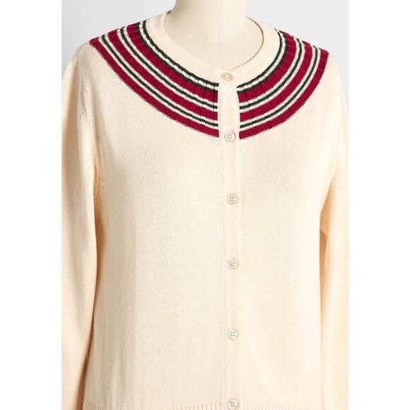 NWT ModCloth Cardigan sweater varsity holiday preppy classic long sleeve medium - Picture 2 of 4